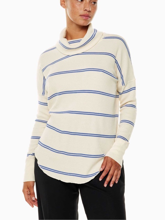 Babaton Sweaters - Aritzia Babaton Cowelneck Waffle-Knit Stripe top